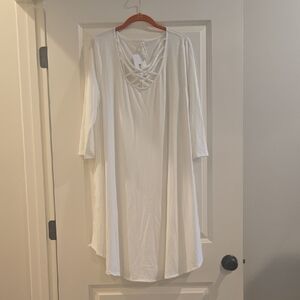 Zenana Outfitters White Dress with Crisscross Neckline